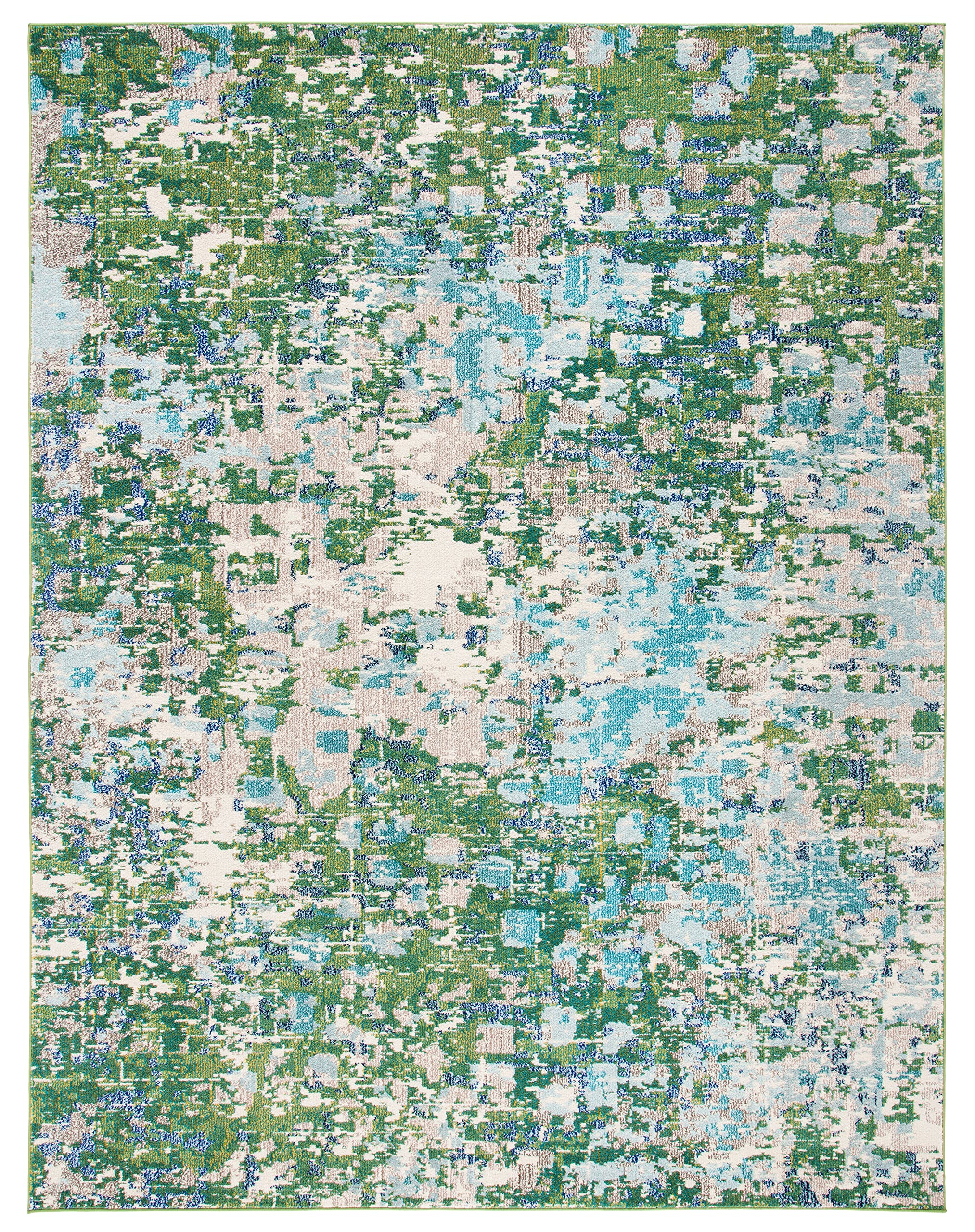 Safavieh Madison Collection Area Rug - 8' X 10', Green & Turquoise, Boho Abstract Distressed Design, Non-Shedding & Easy Care, I